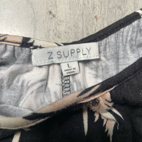 Z Supply Tiki Tropical Palm Tree Romper One Piece Lounge Jumpsuit Black Sz Large - Picture 3 of 10